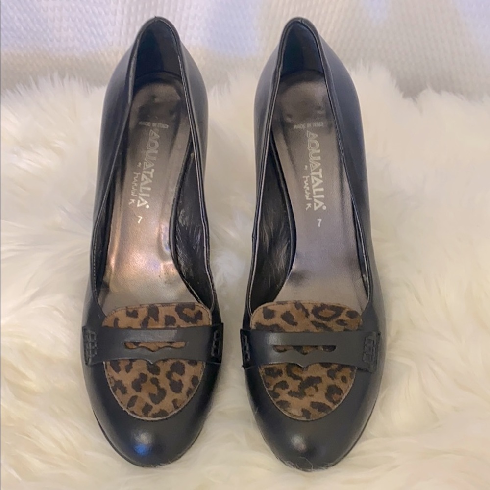 AQUATALIA Leopard Print Penny Loafer Pump Sz 7
